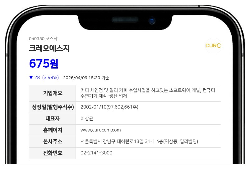 크레오에스지 4월 14일 거래 정지... 주식병합 따른 신주권 상장 준비