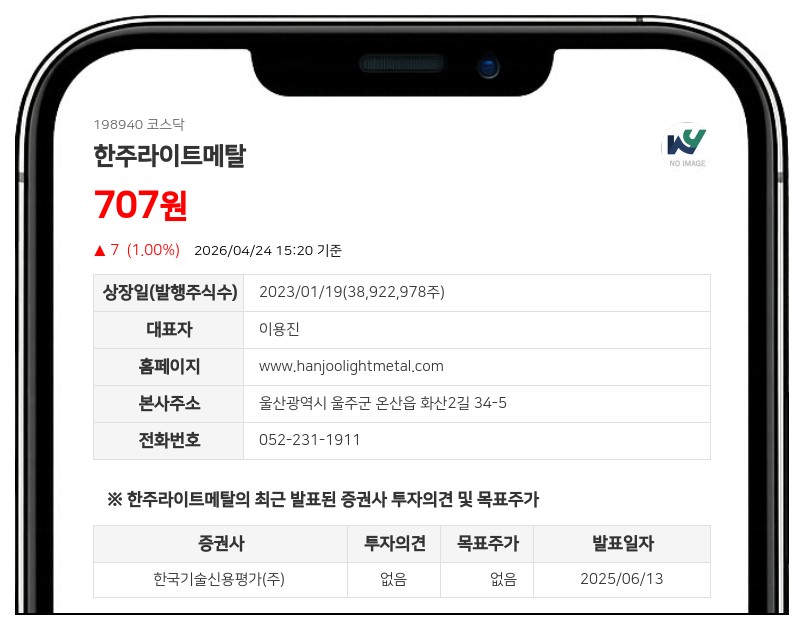 한주라이트메탈 4월 29일부터 거래 정지, 주식병합 절차 따른 신주권 상장 대기