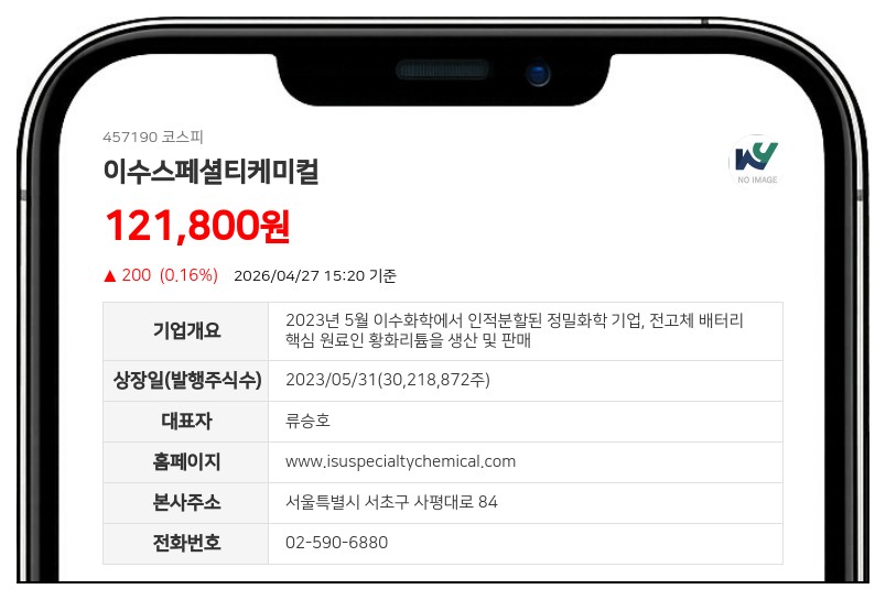 이수스페셜티케미컬, 최대주주 (주)이수 교환사채 행사로 지분율 0.16%p 하락