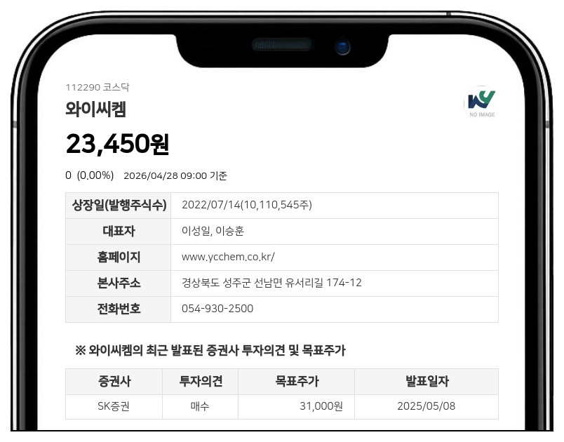 와이씨켐, 액면분할 주권 변경상장 완료로 29일 거래 재개... 장전 시간외매매는 불가