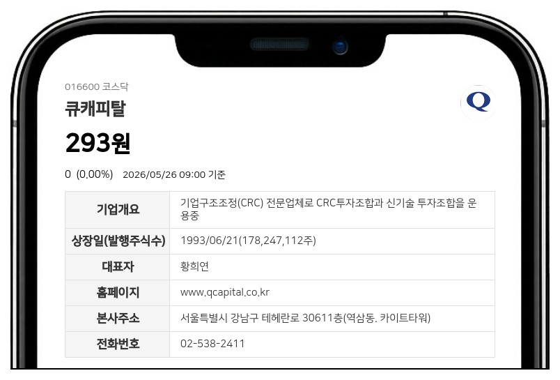 큐캐피탈 거래정지 기간 확정, 주식병합 신주 상장 전날까지 매매 멈춘다