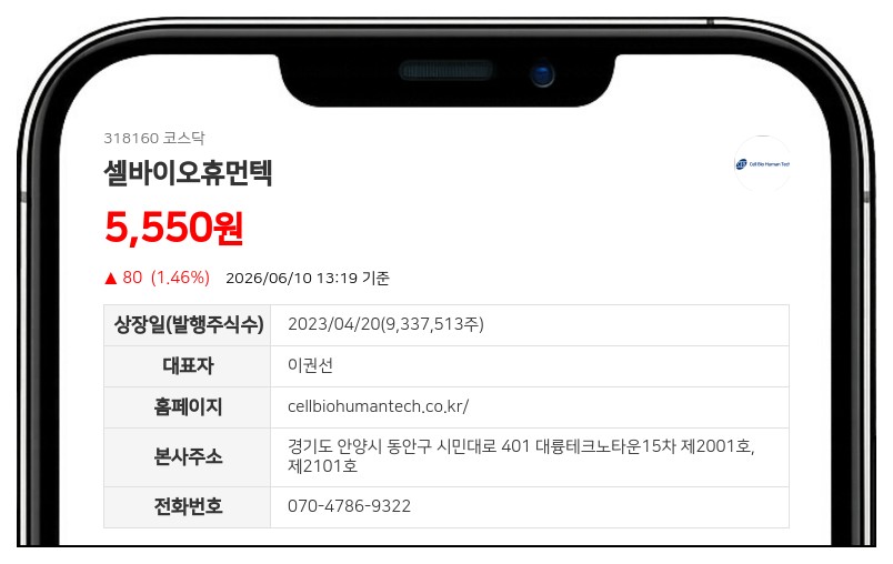 셀바이오휴먼텍, 주가 안정 위해 10억원 규모 자사주 신탁계약 체결
