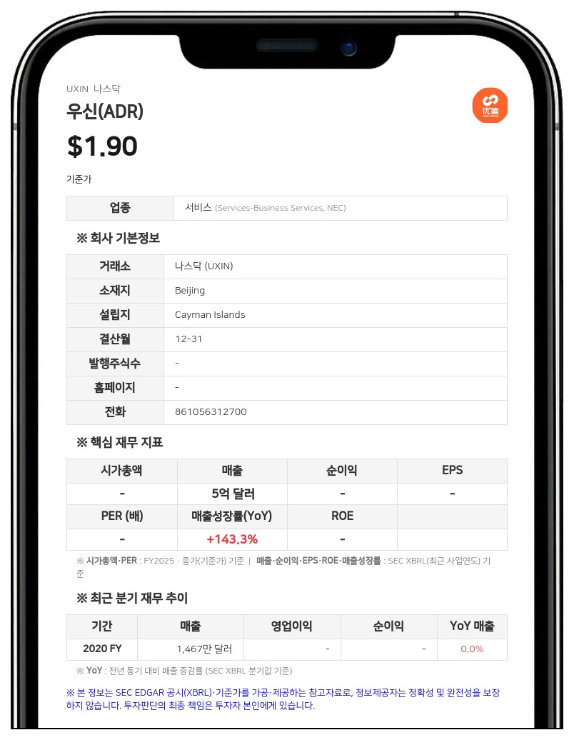 우신(ADR) CEO, 500만 달러 규모 자사주 매입 계획 발표