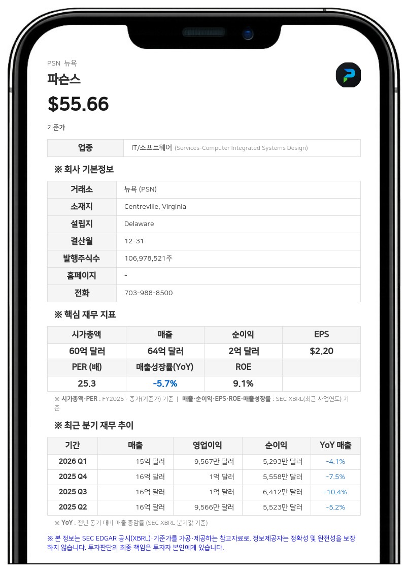 파슨스 10-Q, 2분기 실효세율 112.4%…법인세가 세전이익 넘어