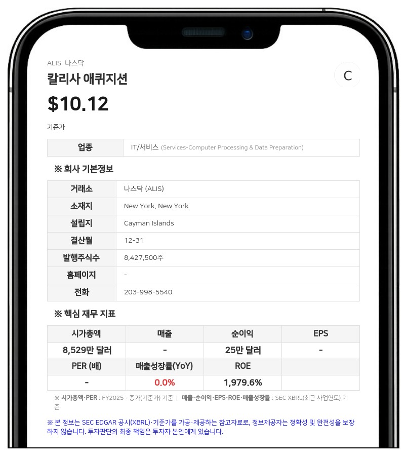 칼리사 애퀴지션, '굿비전 AI' 합병 관련 투자자 설명회 자료 공개