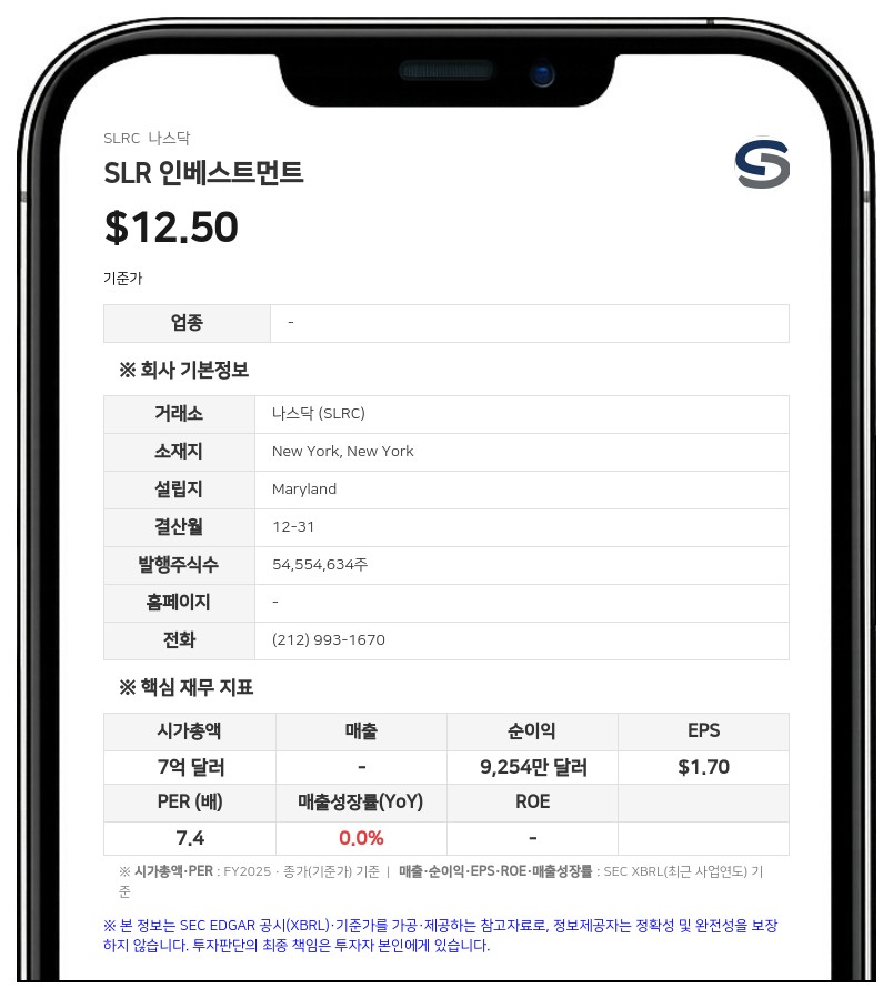 SLR 인베스트먼트, 주당 0.31달러 분기 배당 선언…향후 무담보 사채 만기 일정 공개
