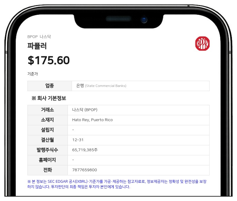 파퓰러, 보통주당 0.90달러 분기 현금 배당 선언