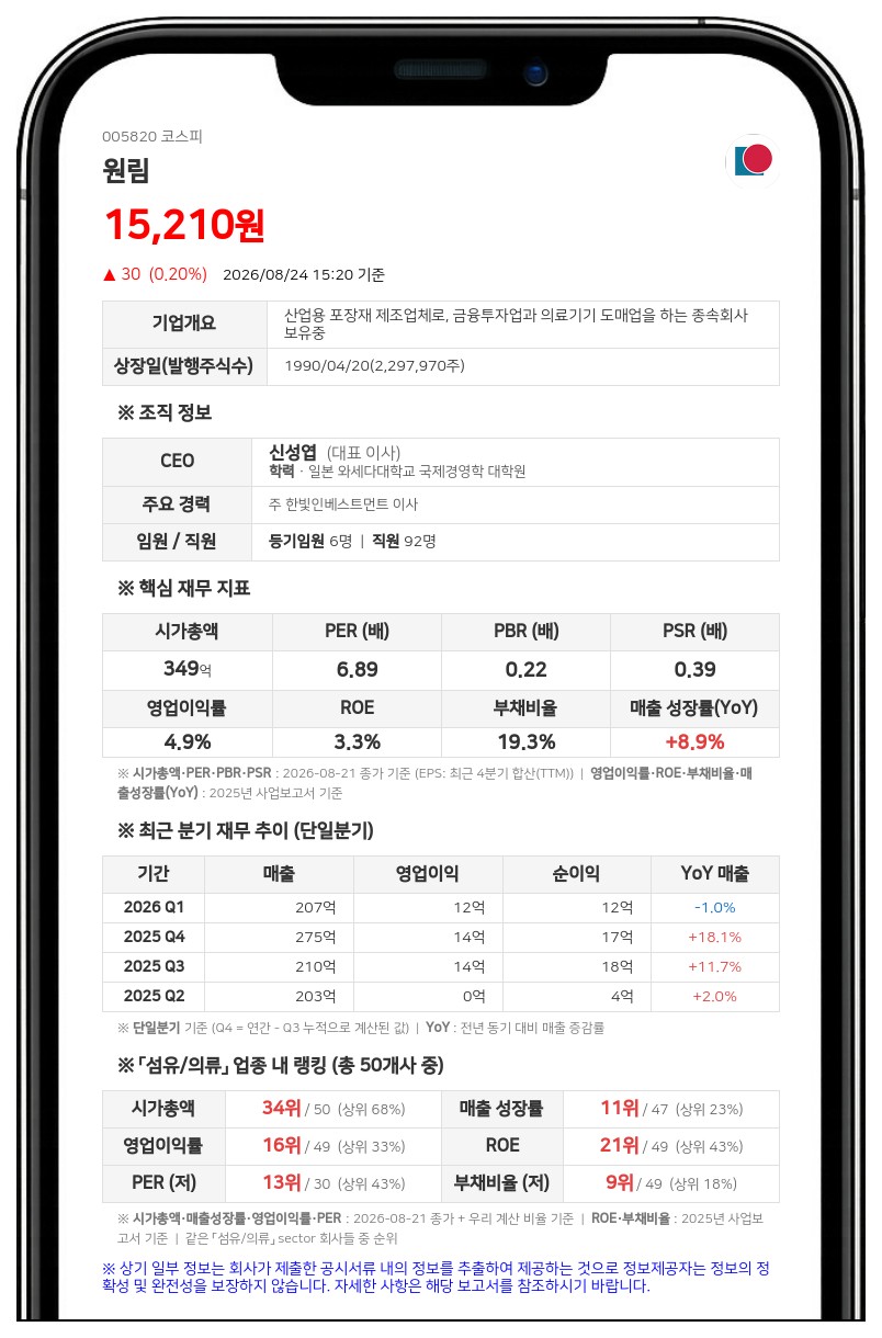 원림 신성엽 임원, 보통주 36만 주 증여…친인척 3인 신규 지분 확보
