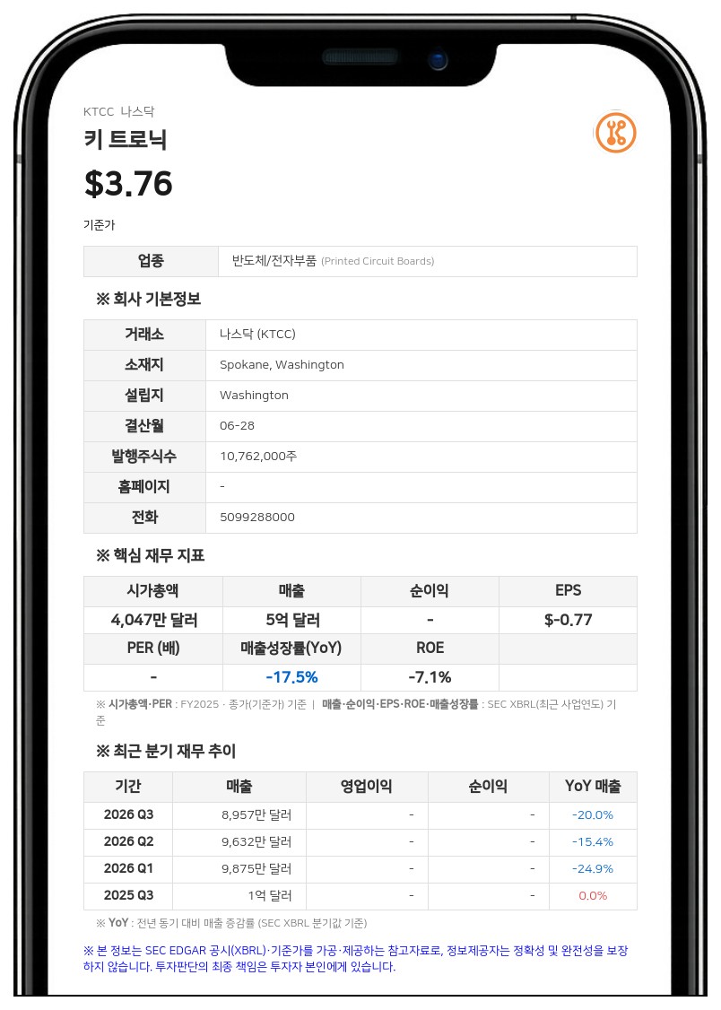 키 트로닉, 2027회계연도 경영진 인센티브 계획 및 RSU 부여 확정