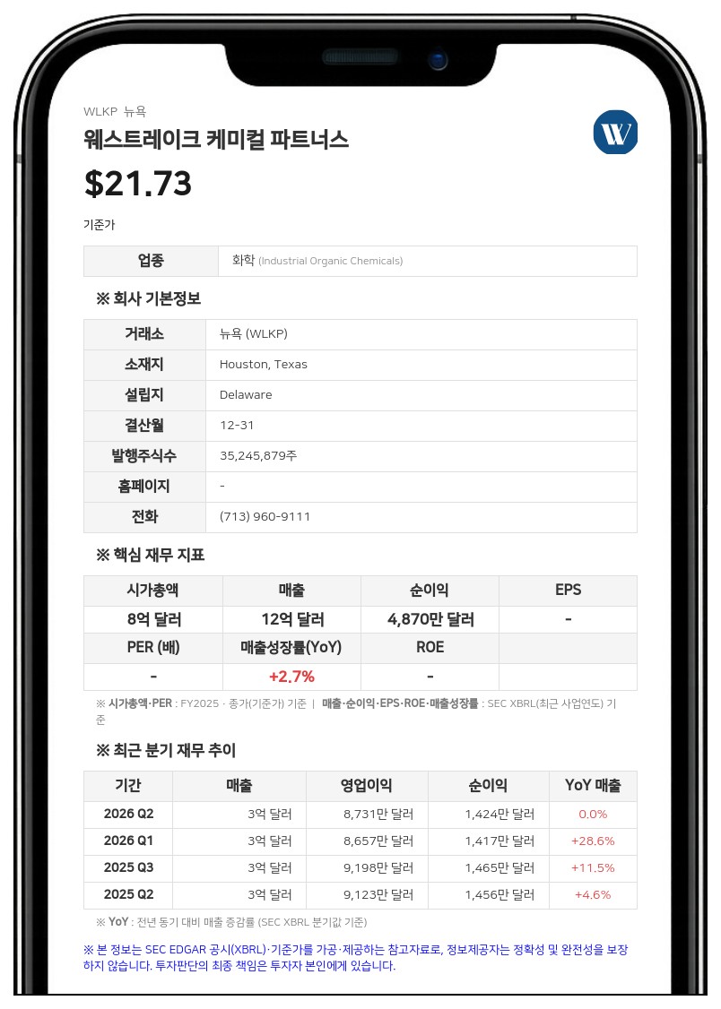 웨스트레이크 케미컬 파트너스, 신임 최고회계책임자에 토미 E. 다비 선임