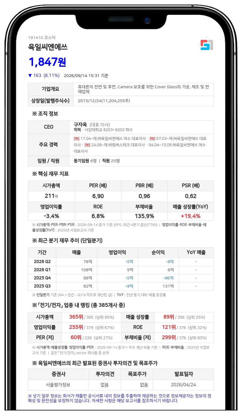 김승준, 육일씨엔에쓰 지분 13.05% 신규 보유·경영권 영향 목적