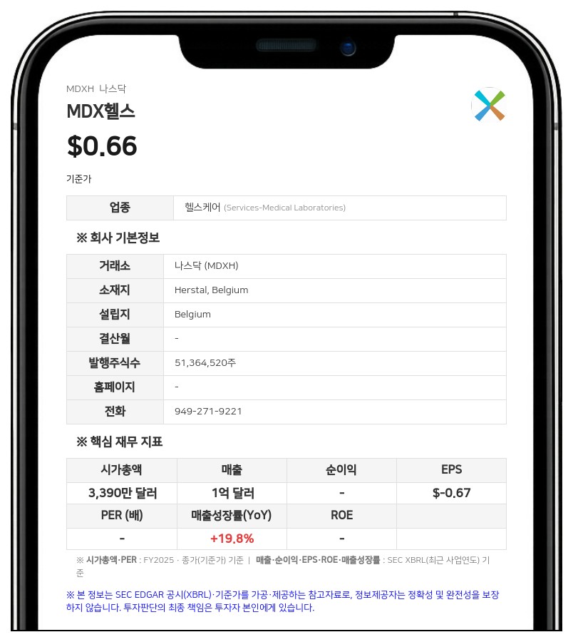블라이크로더, MDX헬스 지분 32.04% 보유…대량보유 보고서 정정 제출