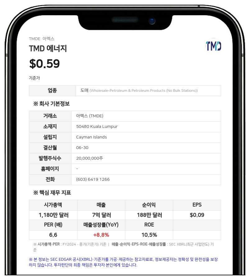 TMD 에너지, FY2026 매출 5억 4500만 달러로 10.2% 감소…지배주주 순손실 1864만 달러