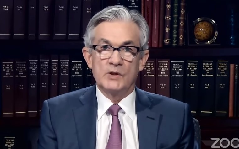 2020년 4월9일, 'Covid-19와 경제'에 관한 온라인 세미나 형식으로를 대국민 담화를 발표하고 있는 제롬 파월 미국 연방준비제도 의장. (브루킹스연구소 동영상 캡처. 글로벌모니터)