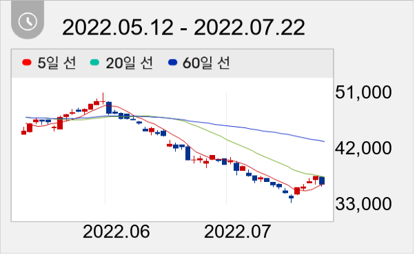 하나금융지주 일봉 주가차트