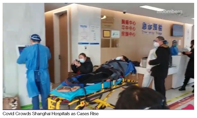 사진=블룸버그, 중국 상하이 지역에서 코로나 확진자 수가 급증하는 가운데 여러 병원들에 다수 환자가 몰려들어 혼란을 빚고 있다.