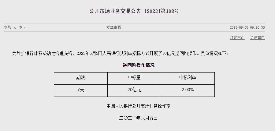 (상보) 中인민은행 역RP로 유동성 230억위안 순회수...지난주 610억위안 순공급