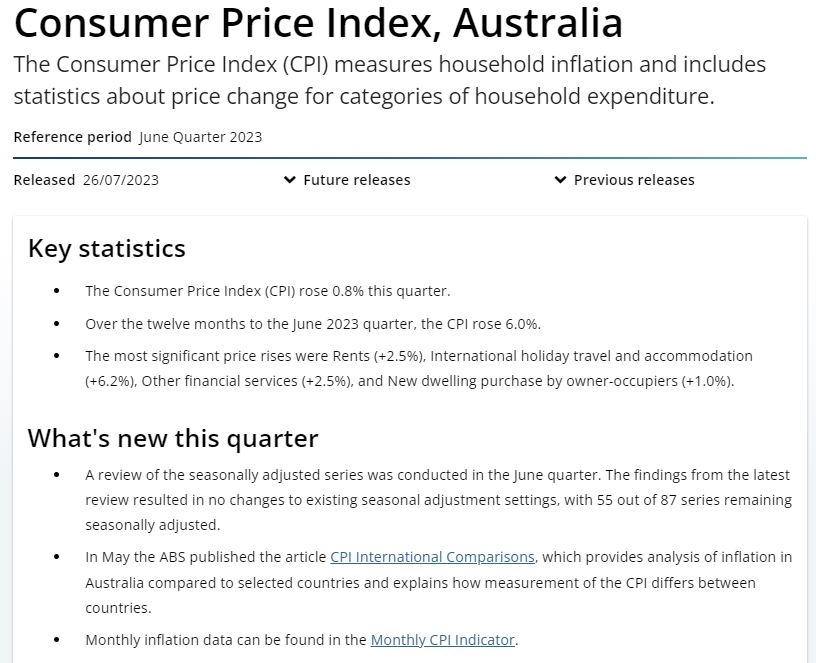 (상보) 호주 2Q CPI 전기비 0.8% 올라 예상(+1.0%) 하회...전분기 +1.4%