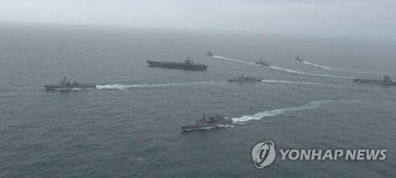 한미일 해상 훈련(사진=연합)