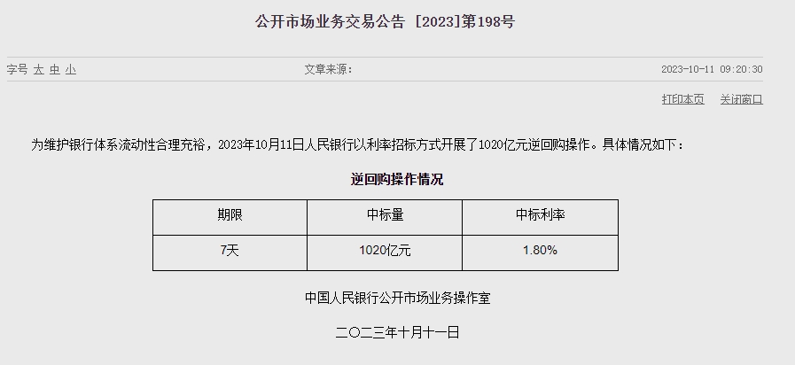 (상보) 中 인민은행 유동성 3150억위안 순회수...이번주 9250억위안 순회수