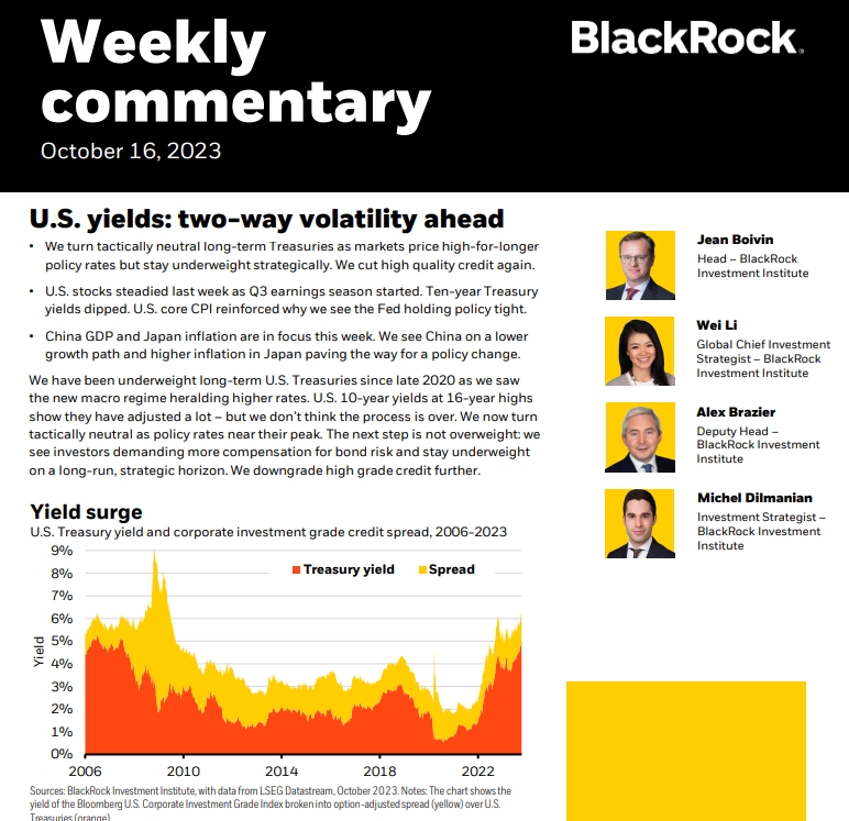 (상보) 블랙록, 장기물 국채 투자의견 ‘비중축소→중립’ 상향