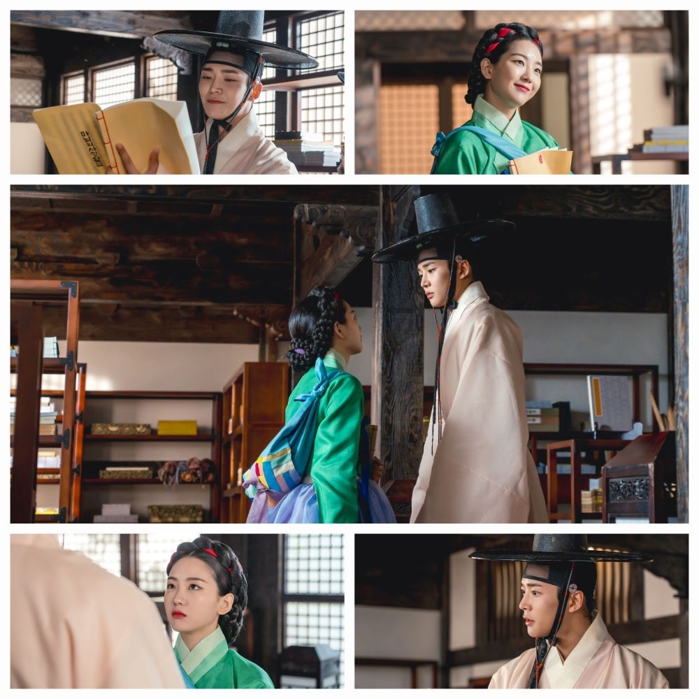 ‘혼례대첩’ 로운-조이현, 얼굴 마주 보기 세책방 밀착 투 샷…환상의 티격태격 케미 기대