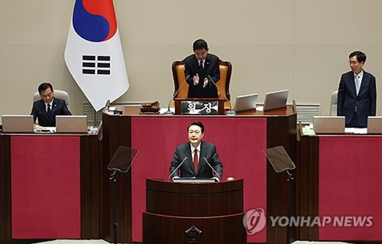 윤석열 대통령 2024년도 예산안 시정연설(사진=연합)
