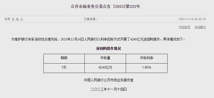 중국 인민은행 유동성 710억위안 순공급..이번주 1660억위안 순공급