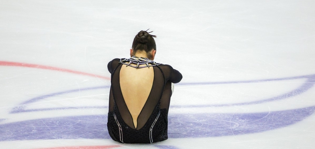 12일 러시아 피겨 그랑프리 프리스케이팅 마친 발리예바(타스=연합뉴스)