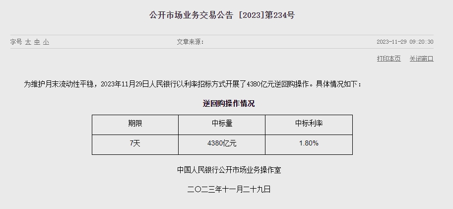 중국 인민은행 유동성 220억위안 순회수..이번주 3700억위안 순공급