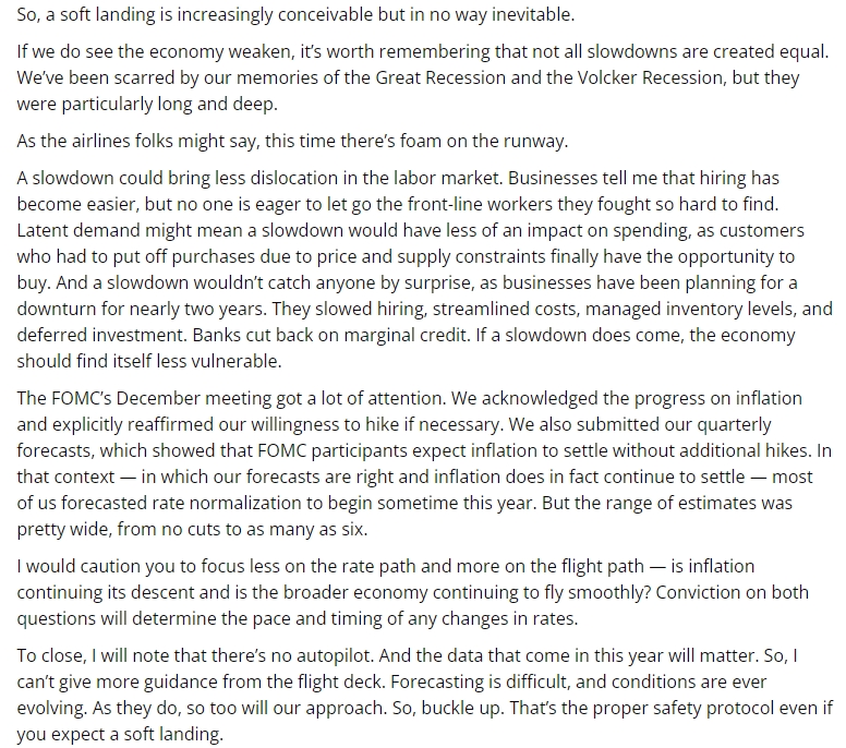 자료: 3일 톰 바킨 미국 리치먼드 연방은행 총재 연설내용