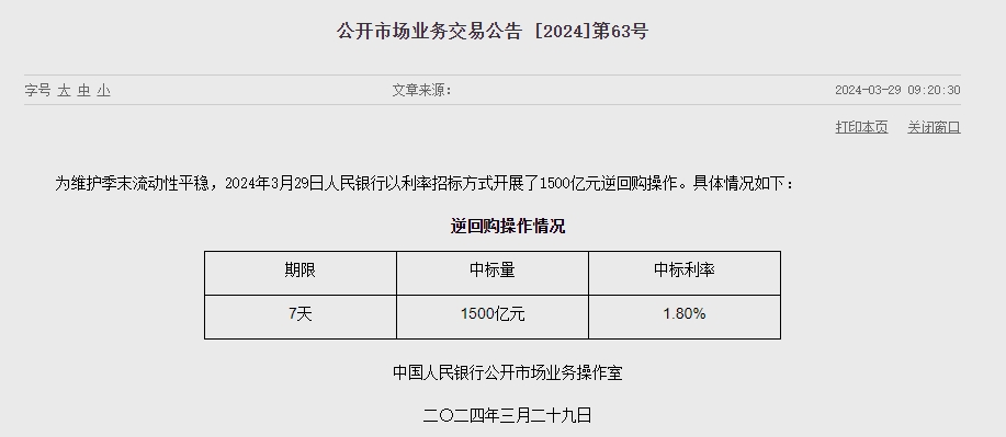 중국 인민은행 유동성 1480억위안 순공급...이번주 8280억위안 순공급
