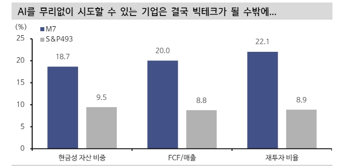 AI와 빅테크 아웃퍼폼 깨지기 어려운 상황...S&P500 상위10개 기업 이익 63% 설명 - 신한證