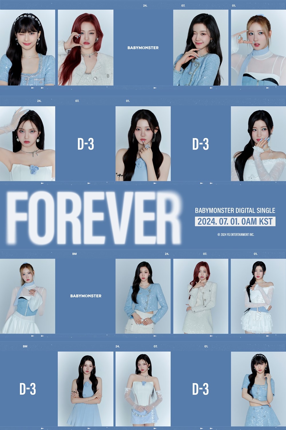 베이비몬스터, ‘FOREVER’ 프로필 포스터 공개…청량감 가득 7인 7섹 매력