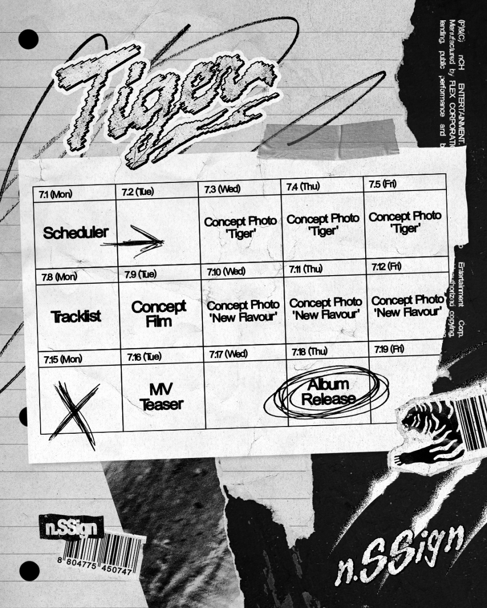 엔싸인, 18일 컴백 확정…리패키지 앨범 'Tiger' 스케줄러 공개