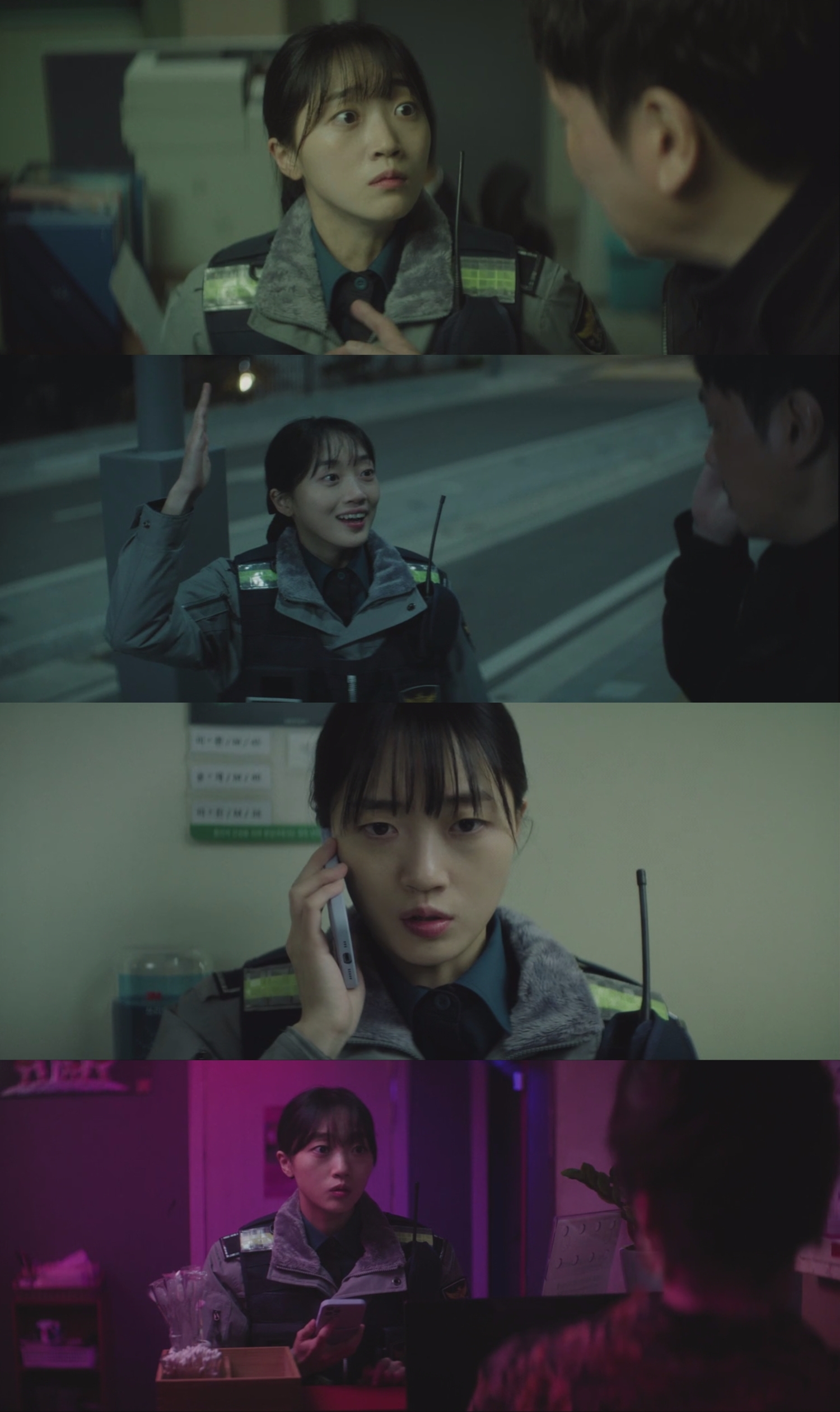 ‘노 웨이 아웃 : 더 룰렛’ 오우리, 열정 충만 지구대 순경으로 완벽 변신…조진웅에게 사건 적극 어필