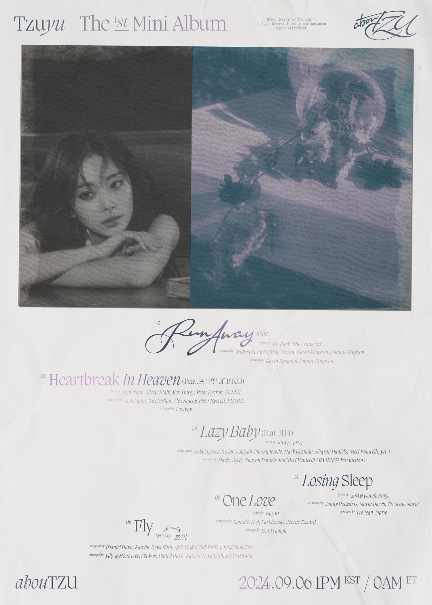 트와이스 쯔위, 솔로 앨범 ‘abouTZU’ 트랙리스트 오픈…데뷔곡명은 ‘Run Away’