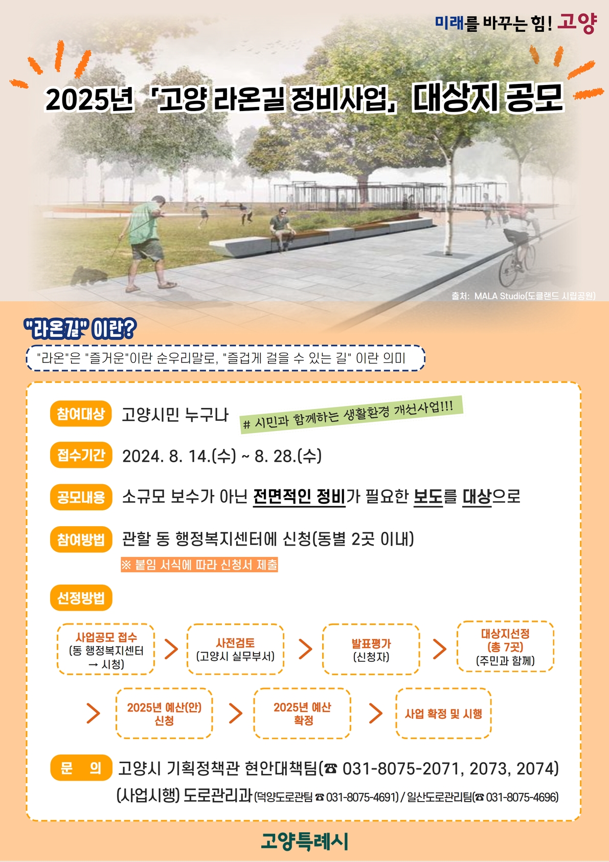 고양시, 시민과 함께 만드는 ‘고양 라온길’ 조성