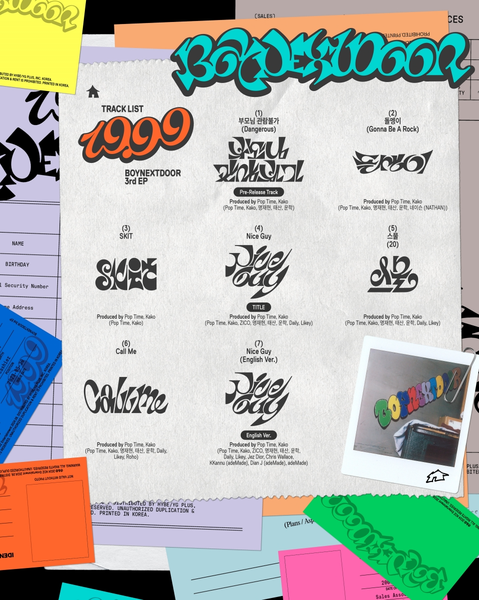 보이넥스트도어, 미니 3집 ‘19.99’ 트랙리스트 공개…타이틀곡 ‘Nice Guy’ 포함 5곡 작사⋅작곡 참여