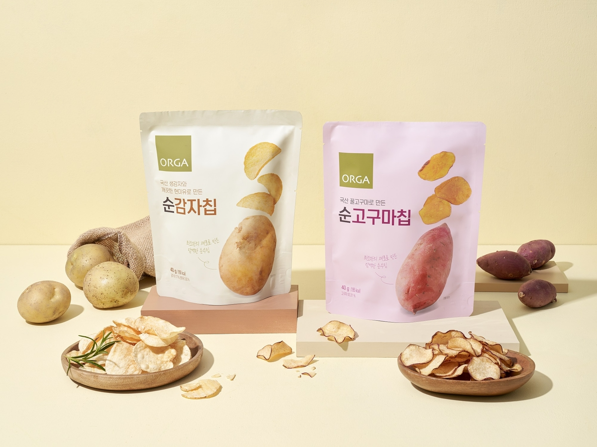 ▲(좌측부터)순감자칩∙순고구마칩, 제공=풀무원 올가홀푸드