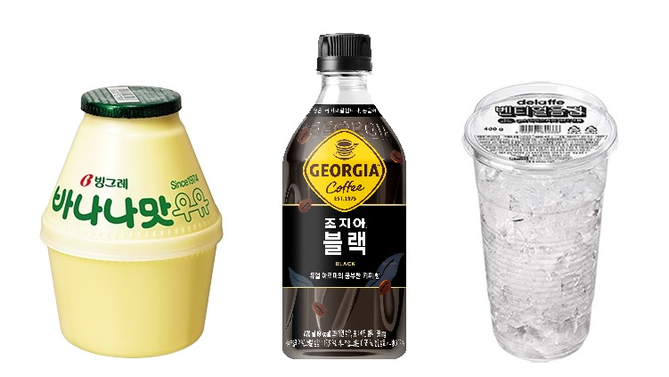 ▲ 빙그레 '바나나맛우유', 코카-콜라사 '조지아 블랙', CU '벤티컵얼음' (왼쪽부터)
