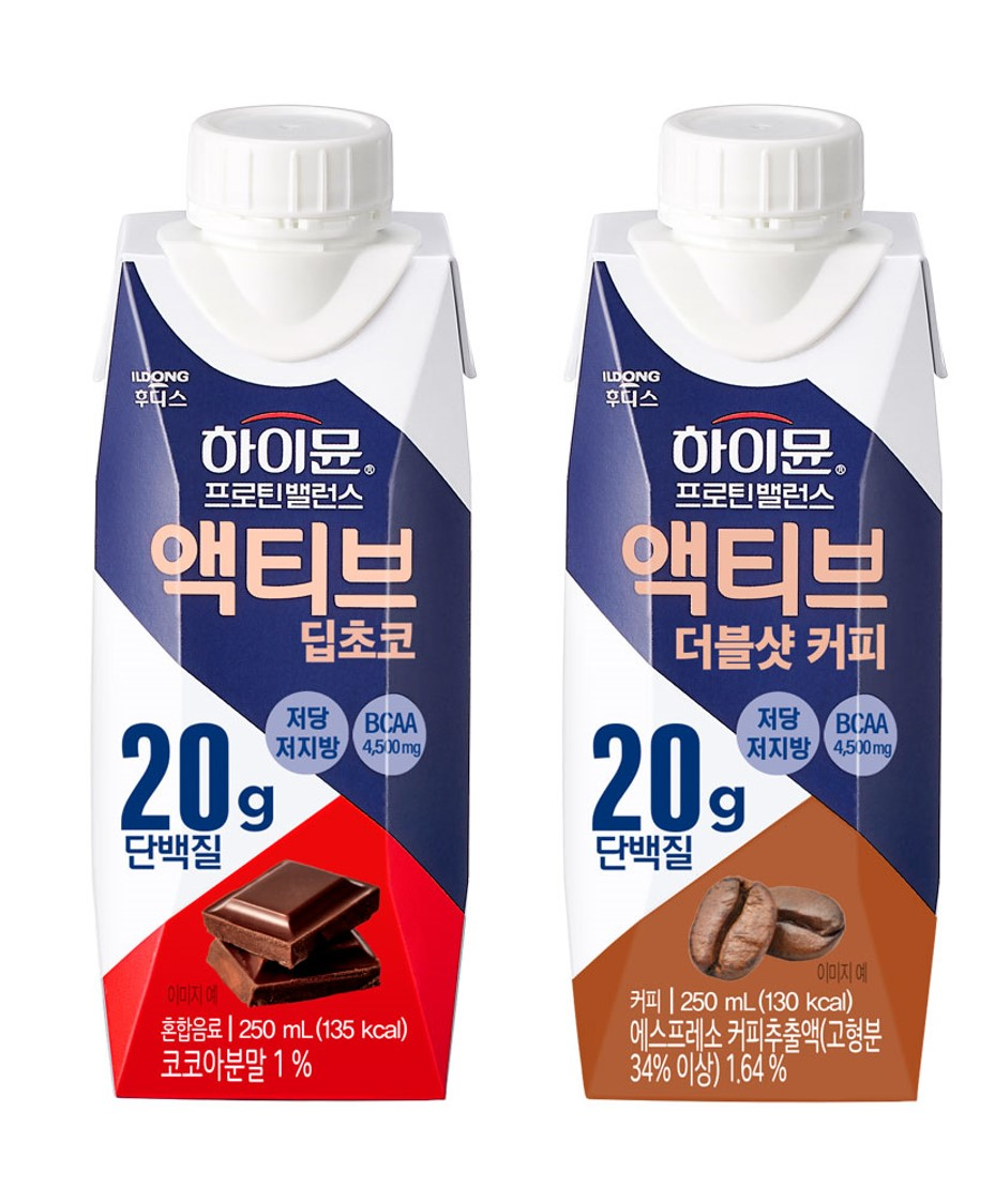 ▲ 일동후디스, ‘하이뮨 액티브 딥초코’, ‘하이뮨 액티브 더블샷 커피’ 리뉴얼 출시