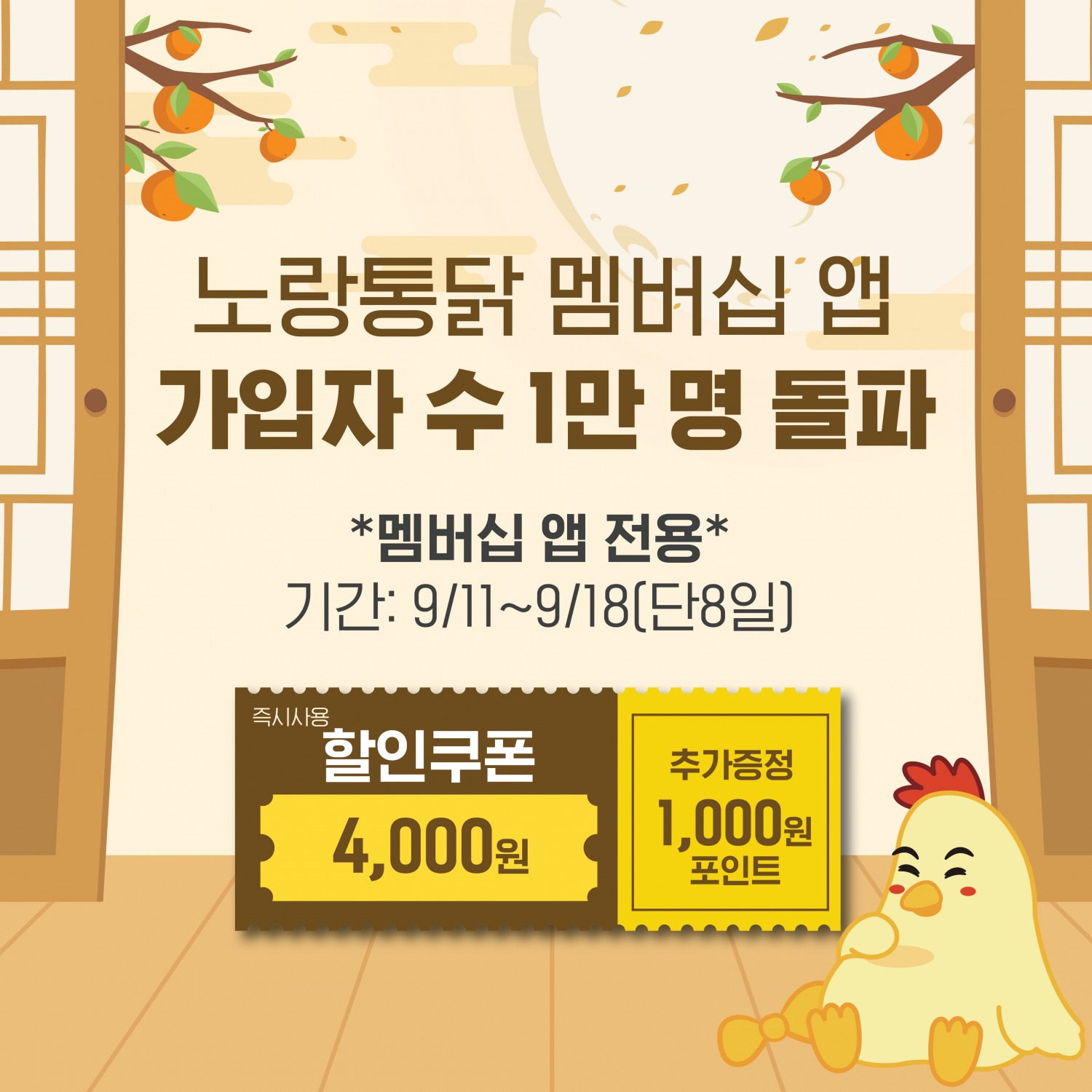 노랑통닭, 멤버십 앱 오픈 한 달 만에 가입자 수 1만 명 돌파