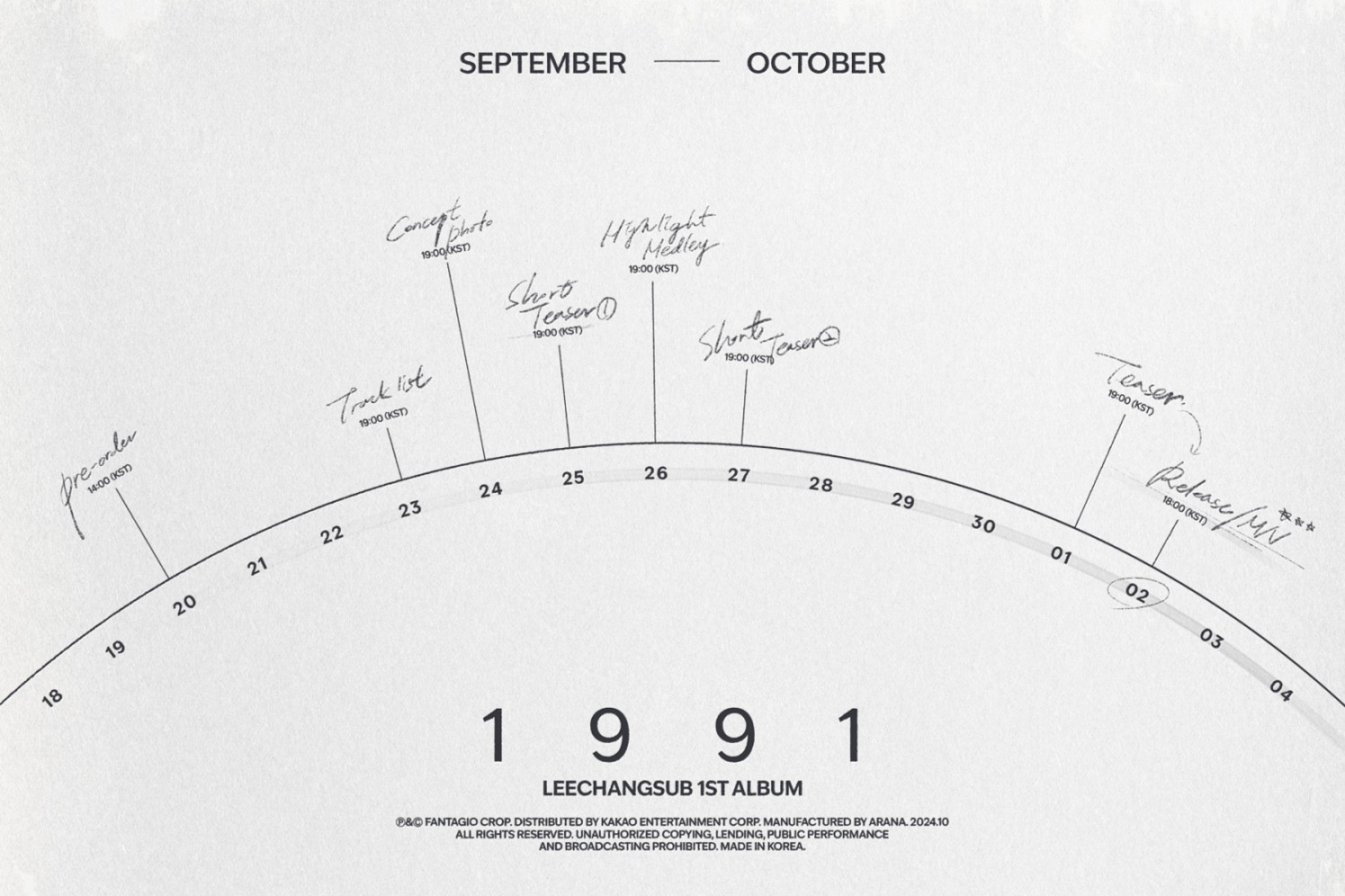 이창섭, 첫 정규앨범 ‘1991’ 스케줄러 공개…올가을 ‘고막 힐링’ 예고