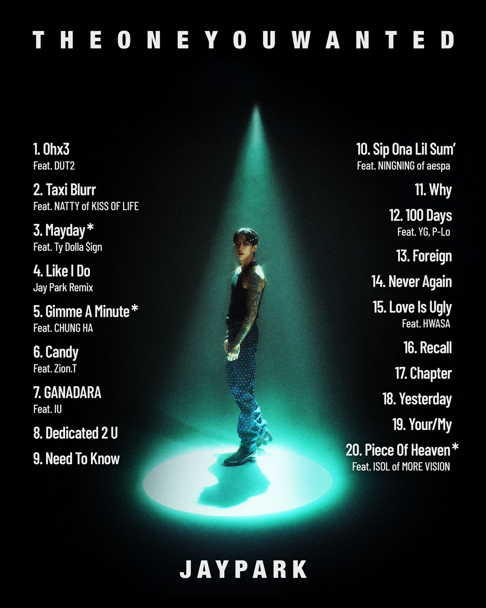 박재범, 정규 6집 트랙리스트 공개…청하 피처링 포함 트리플 타이틀곡