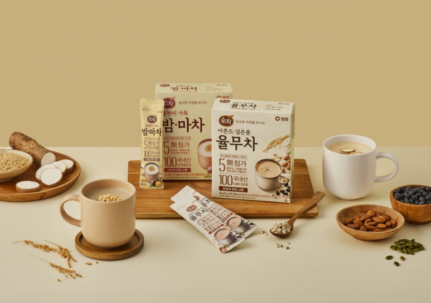 순작, ‘아몬드·검은콩 율무차’ ‘통현미 가득 밤·마차’ 출시