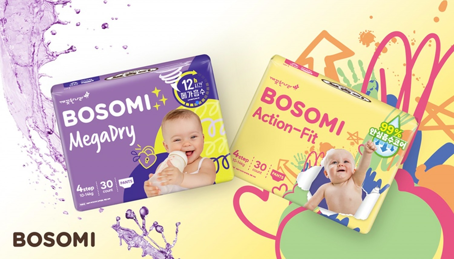 디자인과 기능을 리뉴얼 단행한 깨끗한나라 보솜이 메가드라이(좌) 및 액션핏(우) (사진 제공=깨끗한나라)