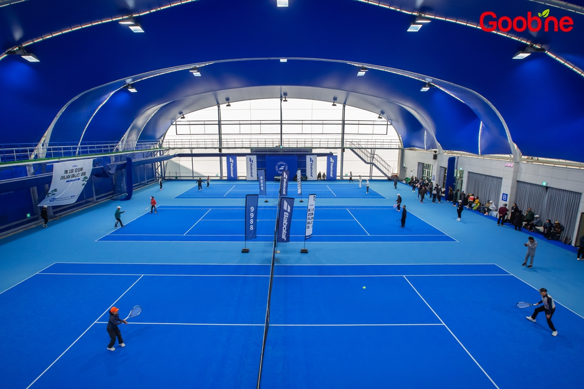 ▲ ‘제2회 춘당배 시니어 테니스대회’ 현장 (사진 제공=지앤푸드)