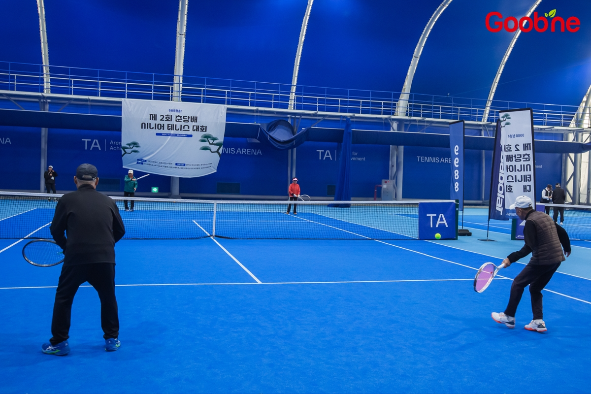 ▲ ‘제2회 춘당배 시니어 테니스대회’ 현장 (사진 제공=지앤푸드)