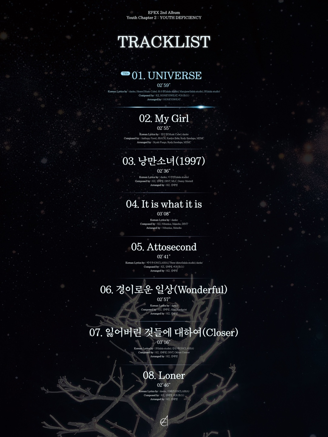 이펙스, 정규 2집 트랙리스트 공개…타이틀곡 ‘UNIVERSE’ 포함 8곡 수록